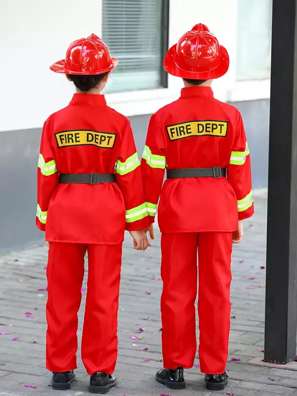 Trajes profissionais de bombeiro para crianças Hero Tool Clothing Halloween Cosplay Fatos de combate a incêndios Presentes de brinquedo