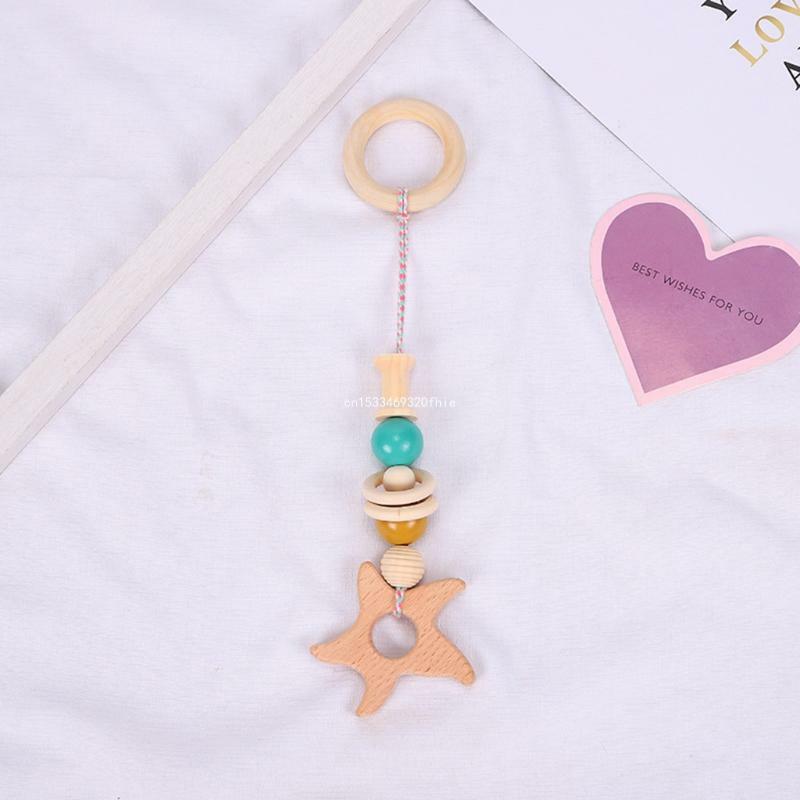 Baby Fitness Rack Activity Hanging Pendant Wooden Beads Ring Teether Molar