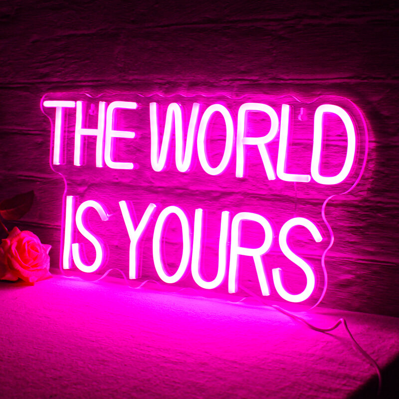 Il mondo è tuo Neon Sign Letter LED Lights decorazione estetica della stanza per la camera da letto di nozze Party Home bar Art Wall Decor Lamp