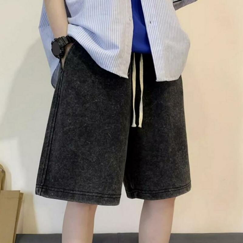 Letnie spodenki męskie główna ulica sprane krótkie spodnie ze sznurkiem luźne dresy koreańskie modne wygodne szorty