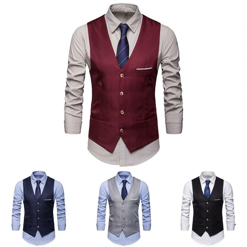 Chaleco de negocios a la moda para hombres, traje de textura suave, ajuste Delgado, Simple, Color sólido, chaleco de boda