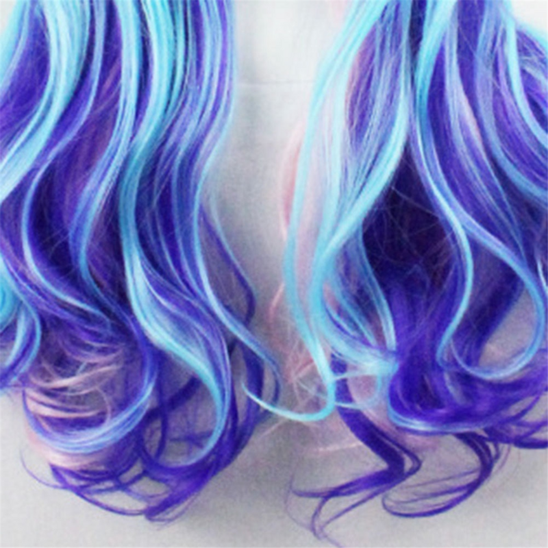 70cm kolorowa tęczowa długa kręcone włosy syntetyczne damska peruka na imprezę sztuczne włosy Cosplay peruki dla kobiet