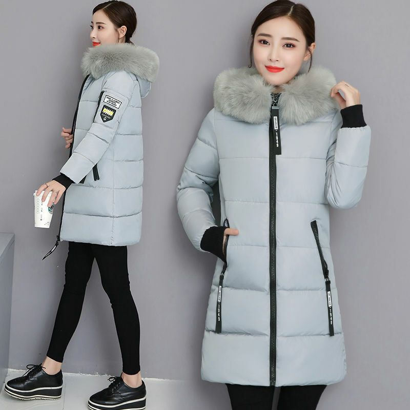 Sobretudo com gola de pele feminina, blusas e blusas emagrecedoras, jaqueta de algodão versão coreana para outono e inverno, nova moda