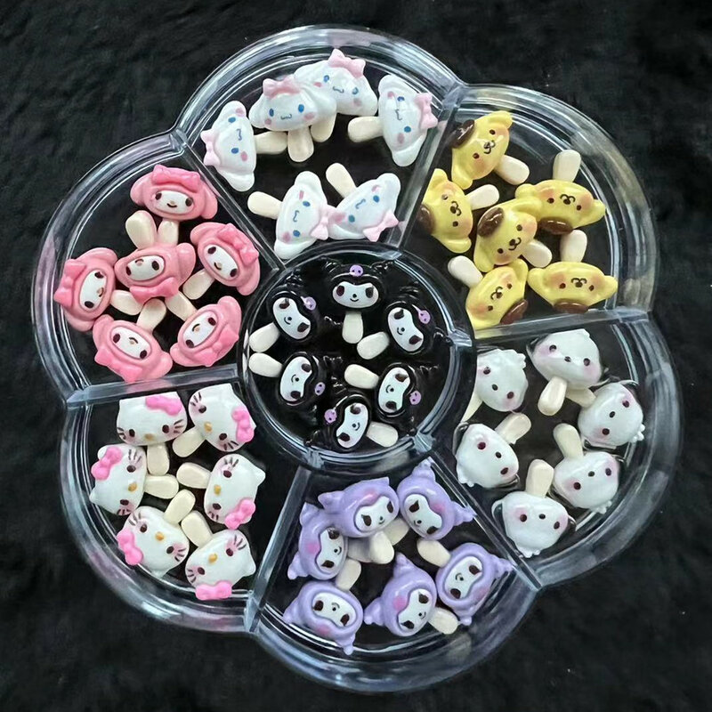 Sanrioed Cartoon biżuteria do paznokci Charms zestaw Kawaii Hello Kitty Kuromi paznokci Rhinestone klejnoty do Manicure DIY rzemiosło