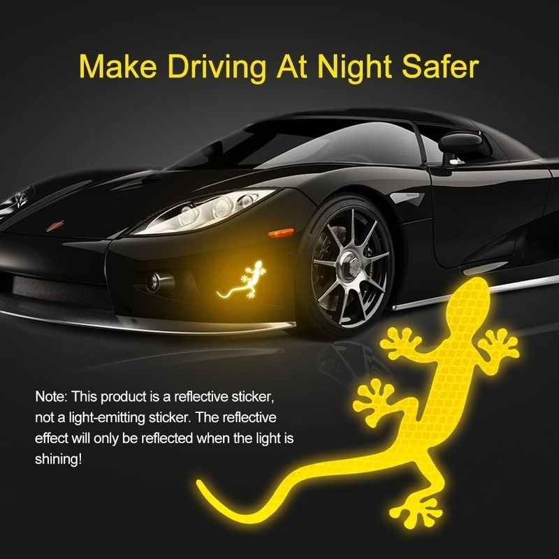 2 pçs carro reflexivo etiqueta de segurança aviso marca carros acessórios do exterior automóvel noite condução aviso gecko tira luz refletor