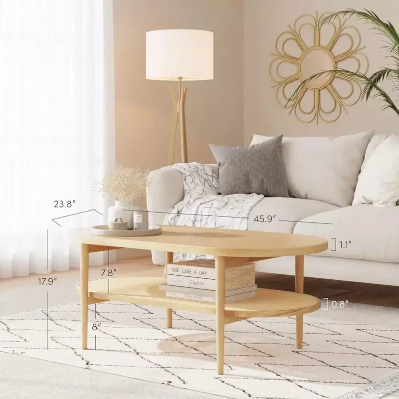 Helle Holz/Rattan Couch tische für Wohnzimmer Tisch Sonia Couch tisch mit Lager regal Möbel nach Hause