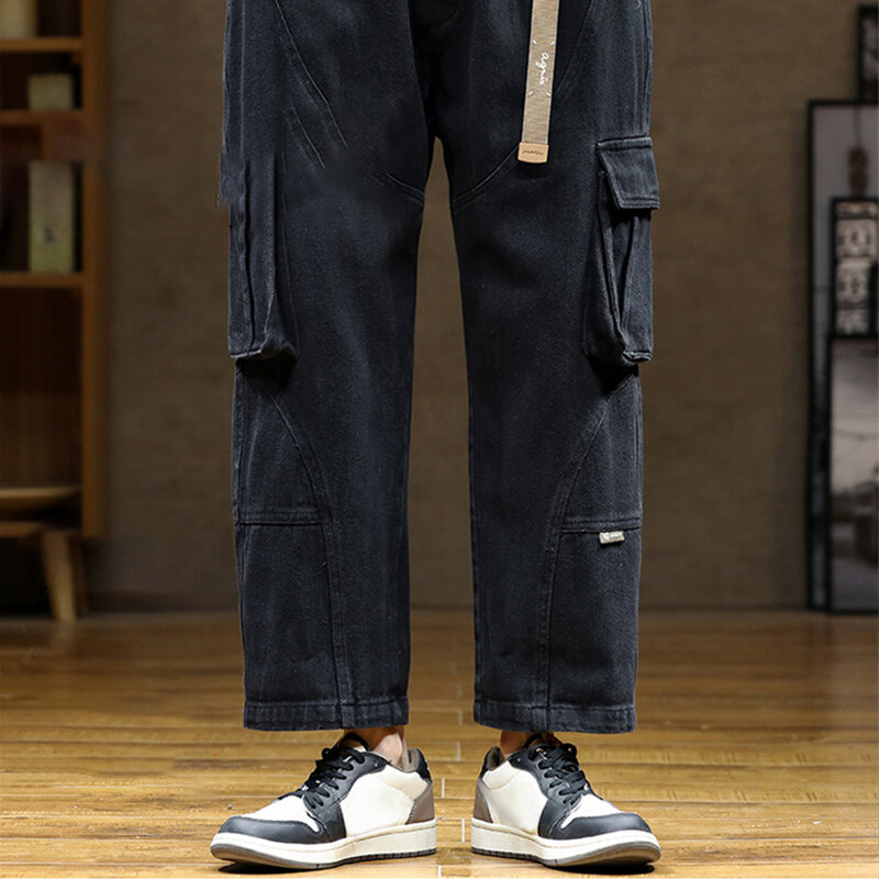 Pantalon Cargo en Coton pour Homme, Vêtement de Travail, Multi-Poches, Large, Décontracté, Droit, Grande Taille, Nouvelle Collection Automne 2023