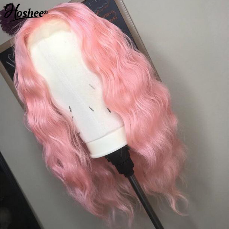 Breve onda del corpo rosa chiaro colorato perruques cheveux humains 13x4 parrucca anteriore del merletto dei capelli umani parrucche frontali del merletto per donna nera