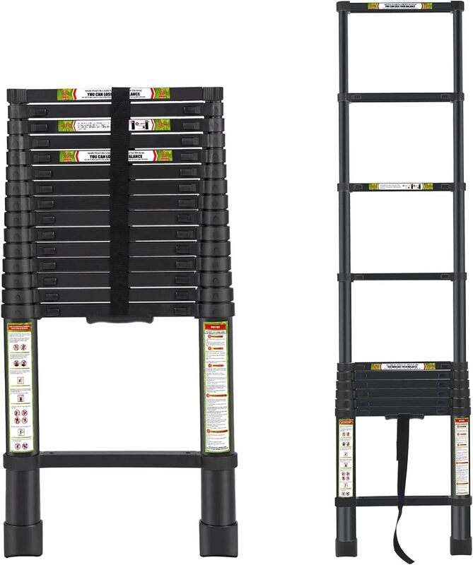 Escada telescópica de alumínio com pés antiderrapantes, extensão portátil para uso doméstico e para fora, RIKADE, 20.3FT