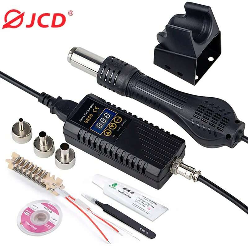 JCD 750W Heat Gun Digital Display Micro Rework Soldering Station Hot Air Gun For Welding Repair Tool Hair dryer 8858