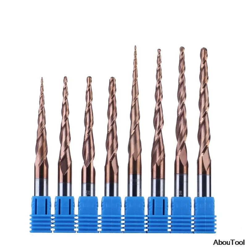Tapered End Mills Solid Carbide Ball Nose Cnc Carving Bit Engraving Router Bits Taper Wood Metal Milling Cutters Endmill Drill