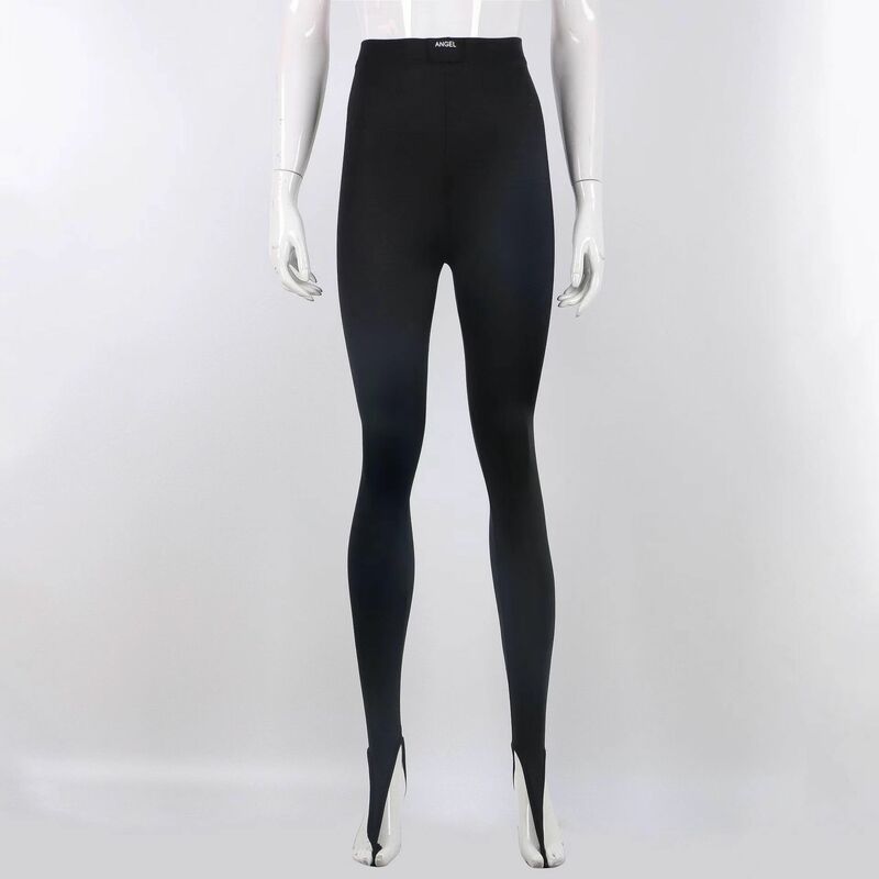 กางเกงรัดรูปเอวสูงสีดำ Y2K MODE Korea ยาวสำหรับผู้หญิงกางเกงเลกกิ้งคลับลำลองมีกากเพชรเซ็กซี่2024ฤดูใบไม้ผลิ