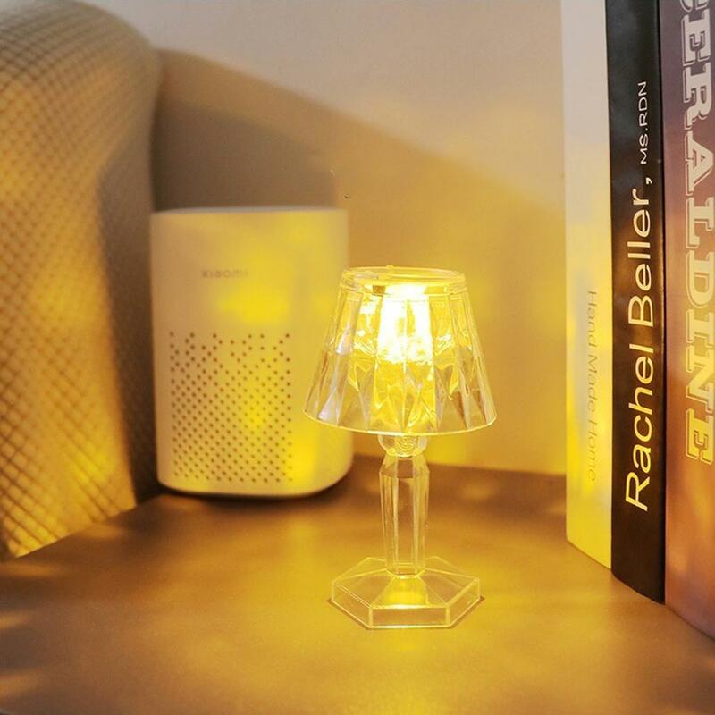 Светодиодная Алмазная настольная лампа, прикроватный ночник для спальни, декоративный Настольный светильник с кристалсветильник, лампа для украшения дома
