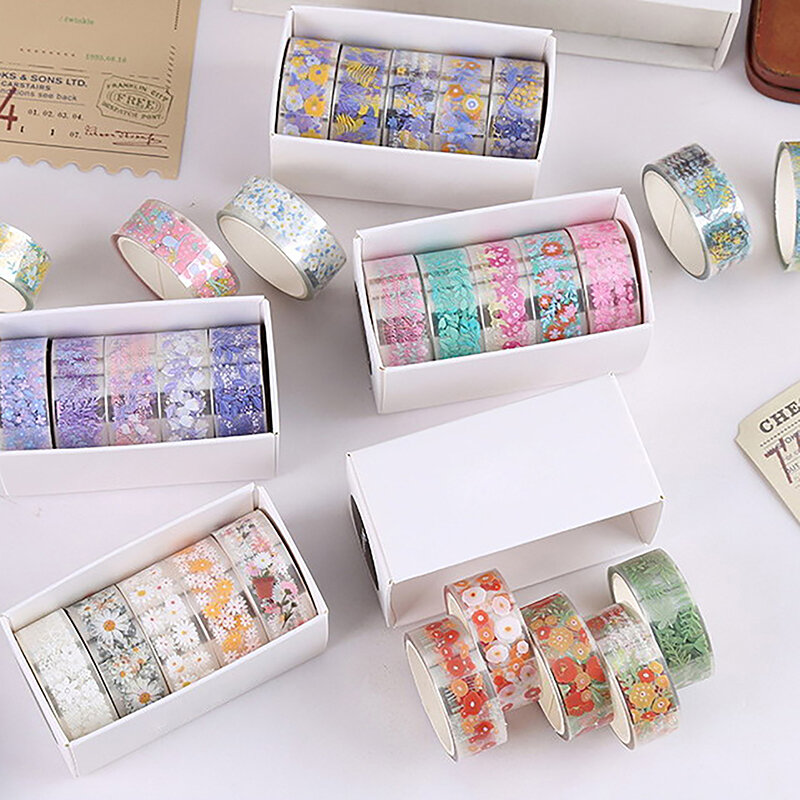 5 Rolls Kawaii Transparent Sticker Tape DIY Decorative Material Tape Sketchbook Stickers School Supplies Stationery