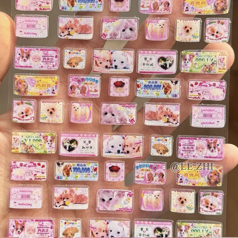 LZ ZHI-pegatinas originales Kawaii HelloKitty Cinnamoroll Nail Art, accesorios de pegatinas, encanto, Anime japonés, agujereado, libro de teléfono, bricolaje