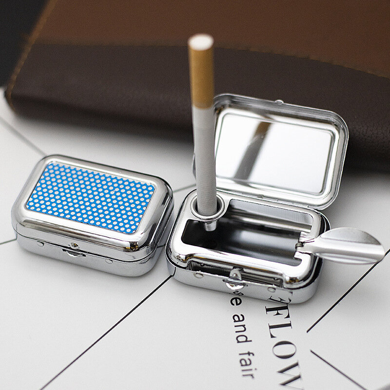 Mini Portable Metal Cigarette Ashtray Fashion Ashtray wiht Lockable Lid Desktop Ash Case Outdoor Pocket Ashtray Gift For Man