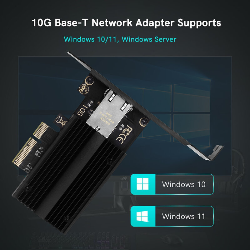 데스크탑 Win10/11 용 이더넷 유선 LAN 어댑터 네트워크 카드, AQC113 PCIE to RJ45 네트워크 카드, 100Mbps, 1G, 2.5G, 5G, 10Gbps, RJ45 인터페이스