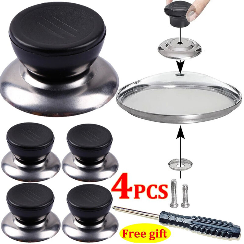 Kitchen Pot Lid Knobs Universal Pan Lid Holding Tops Replacement Lid Hand Grip Knob Handle Resistant Tool with Screwdriver gift