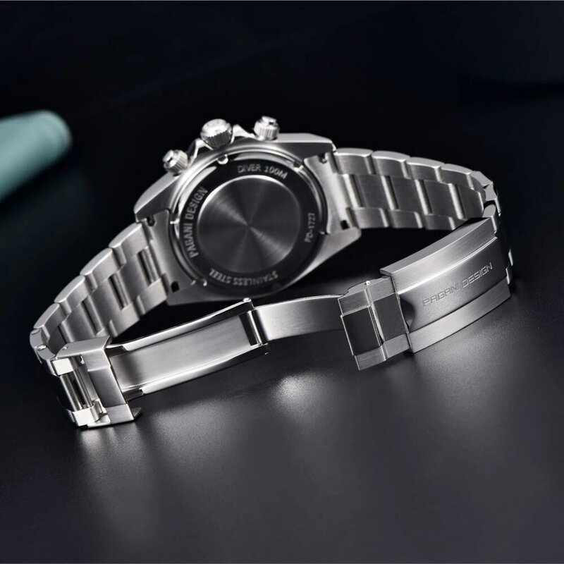 PAGANI DESIGN 남성용 스테인리스 스틸 베젤 쿼츠 손목시계, 럭셔리 사파이어 글라스 크로노그래프 VK63 시계, 신제품