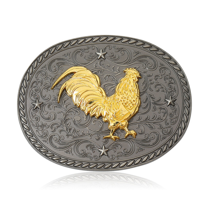 Hebilla de cinturón TEXAS para hombres, adorno de gallo, Metal ovalado tallado en relieve, hebilla de cinturón occidental Vintage para hombres