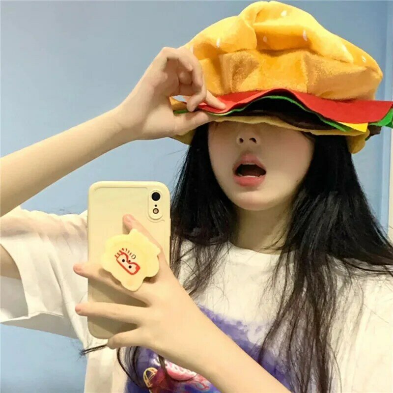 1Pcs Cute Cartoon Simulation Burger Food Hat Funny Burger Halloween Hat Personality Party Easter Casual Beanie Hat Adult Cap