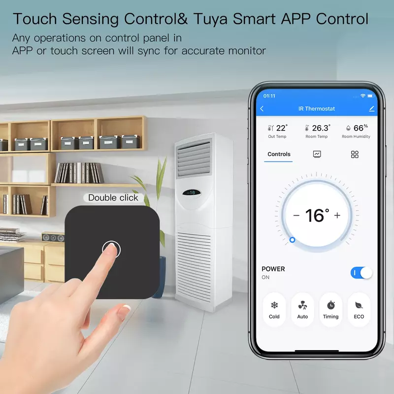 MOES-termostato Tuya WiFi IR, controlador de CA, Control remoto, Sensor de temperatura y humedad, Control de voz Smart Life, Alexa y Google