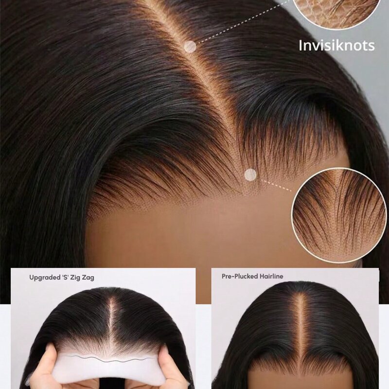 Peruca de cabelo humano transparente reta para mulheres, peruca frontal de renda HD, pré arrancada, 13x6 Lace Front