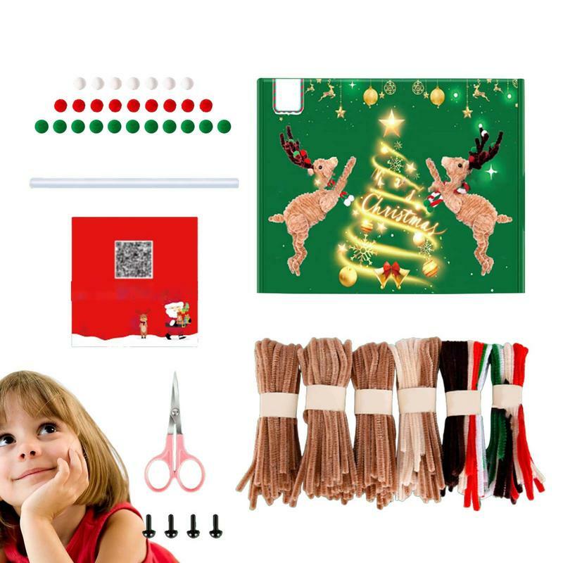 Kit kerajinan Natal DIY, Set pembersih pipa dekorasi rusa kutub Natal kerajinan seni Set Dekorasi Rumah rusa Natal kerajinan Natal