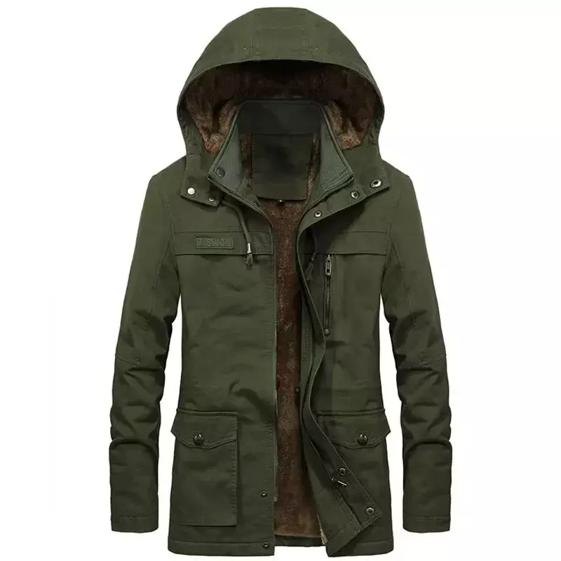 Hoodies de pele multibolso masculino, jaqueta de algodão acolchoada, casaco militar, grosso, quente, casual, inverno, novo