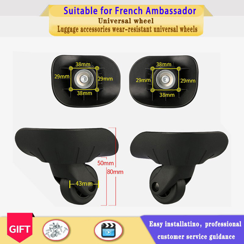 Cocok untuk French Ambassador Delsey American Tourist bagasi pengganti Aksesori roda Universal Roller perbaikan