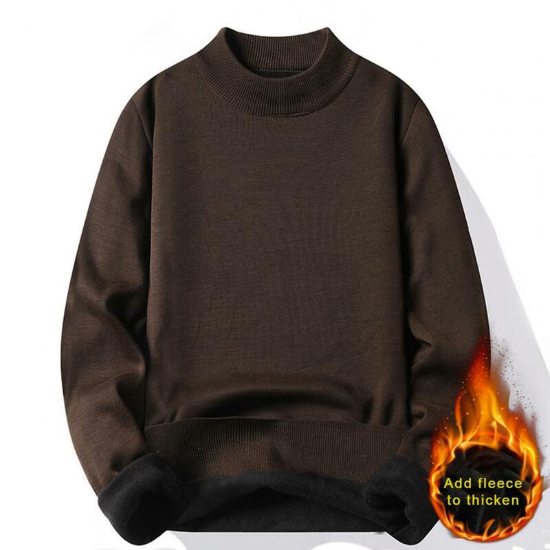 Lightweight Men Sweater Thick Knitted Men's Winter Sweater with Half-high Collar Warm Long Sleeve Elastic Anti-shrink for Casual