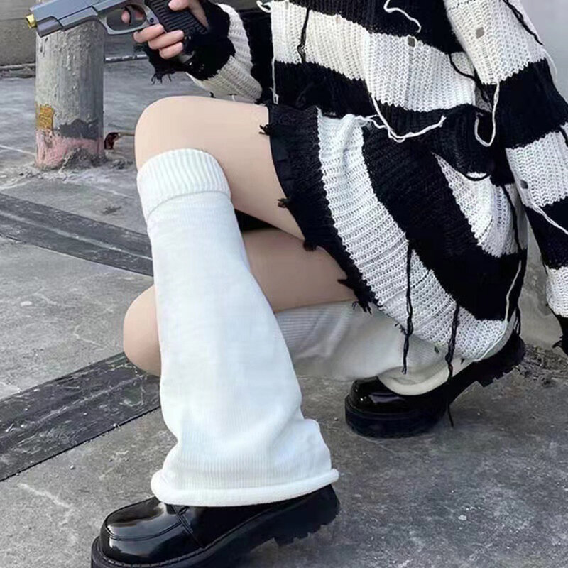 Inverno quente listrado knited perna aquecedores meninas moda ao ar livre sobre o joelho leggings perna cobre senhoras coxa leggings