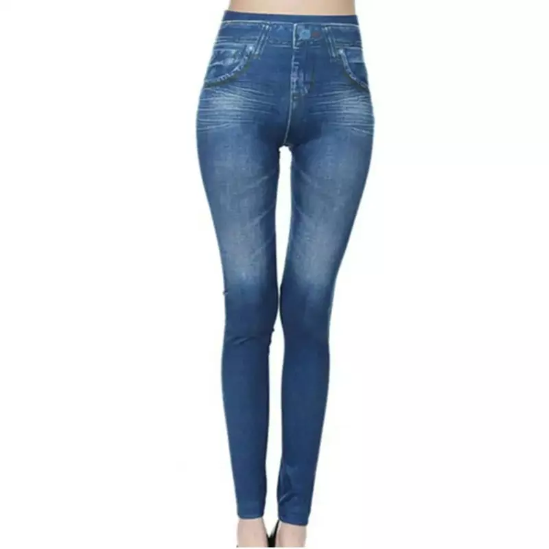 Elastyczne spodnie damskie imitacja dżinsów spodnie damskie spodnie ołówkowe spodnie Skinny fit ciepłe zimowe legginsy Jeggings Legin Feminina spodnie
