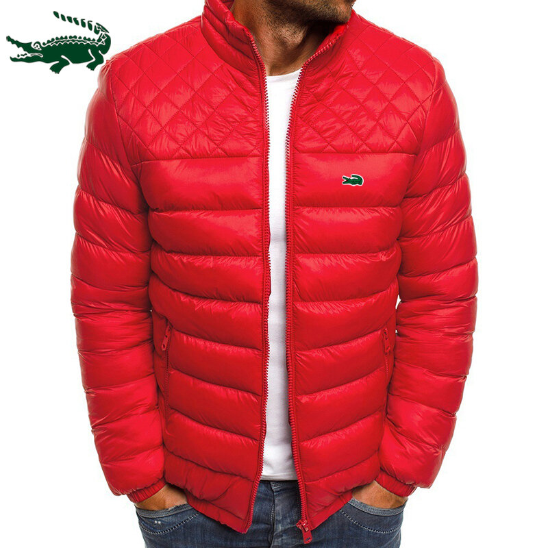 Jaqueta de algodão quente masculina, gola alta, impermeável e à prova de vento, confortável, casual, outono, inverno