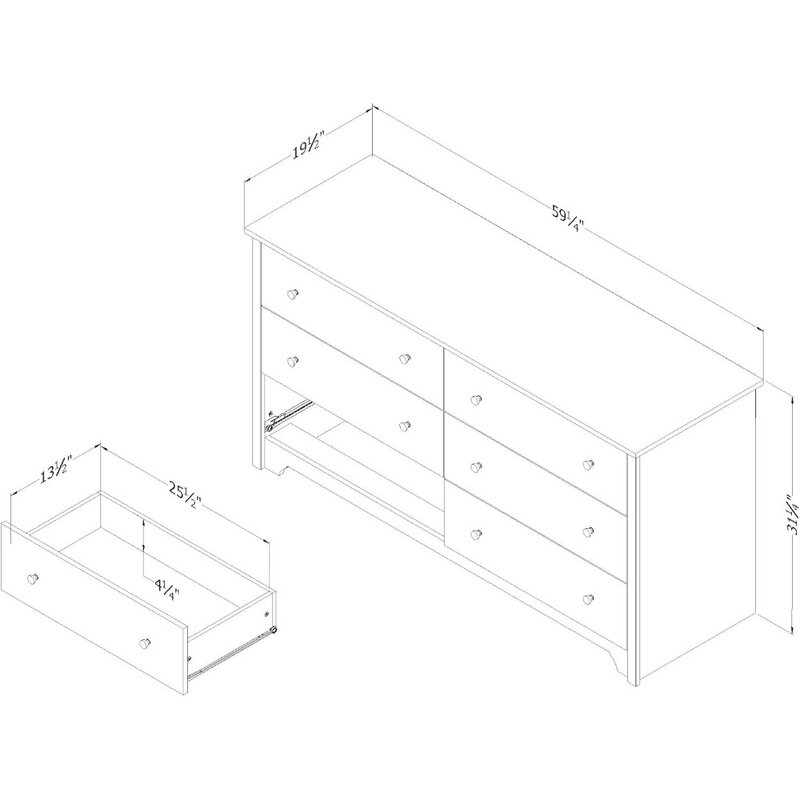 Drawer Engineered Wood 6- Double Perfect Storage