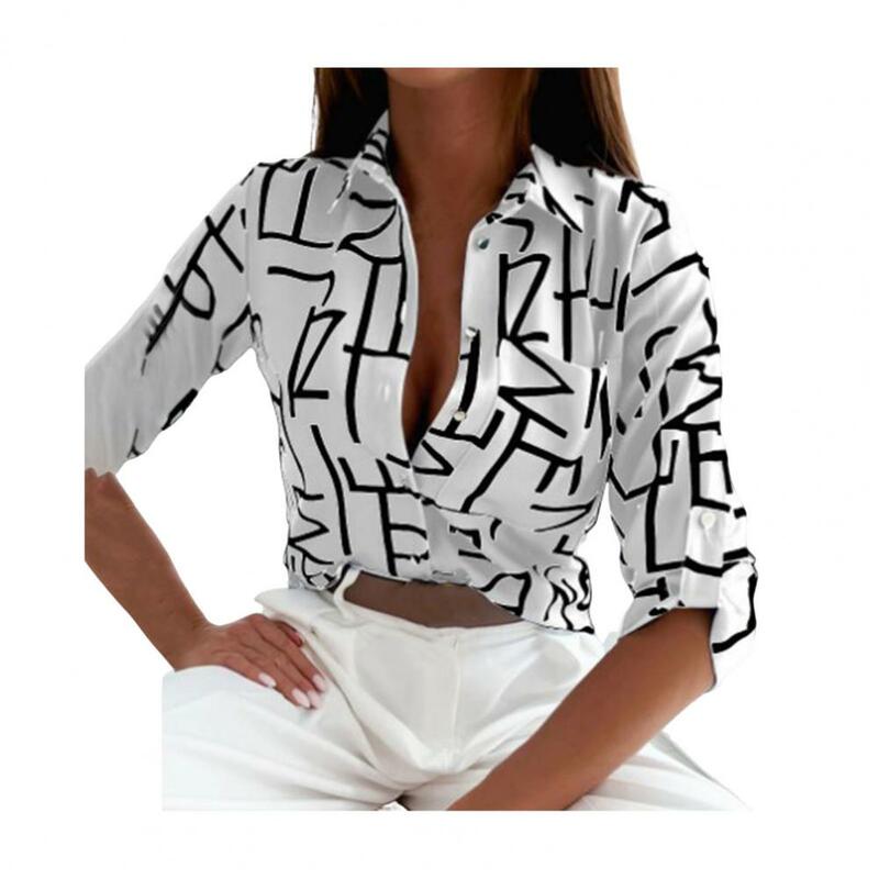 Blusa de manga larga con solapa para mujer, camisa con estampado Floral Vintage, botones, para oficina, Primavera, 2023, 21620