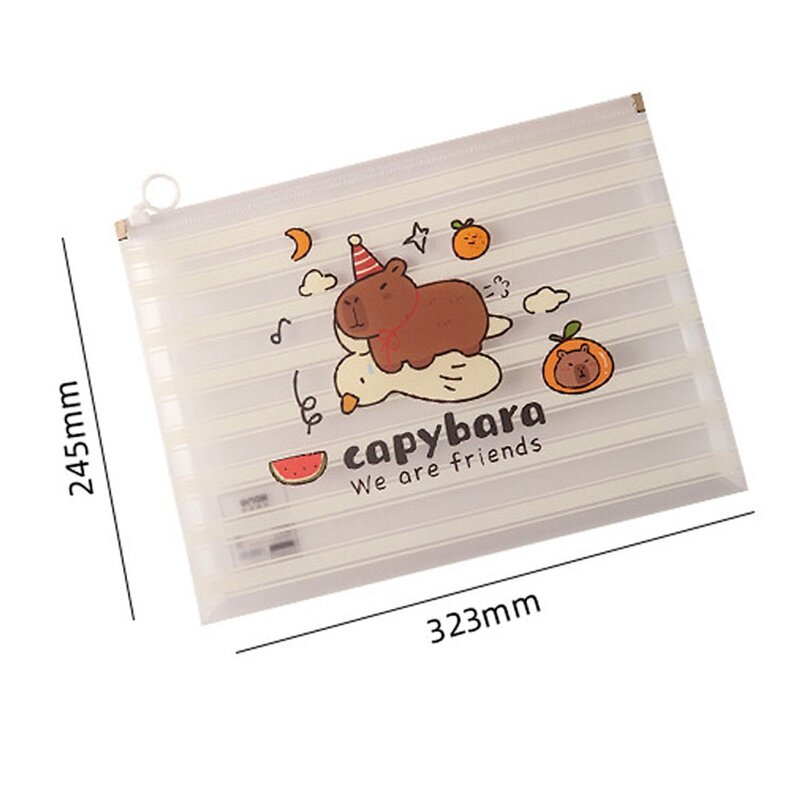 Capybara tas penyimpanan kantong ritsleting transparan, tas File Organizer berkas kantong ukuran A4 kapasitas besar tas File Capybara PP