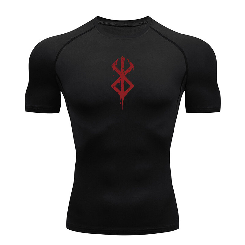 Men's Compression Shirt Anime Berserk Guts Rash Guard Quick Dry Breathable Sports Training Fitness Tights Tops T-Shirt Male