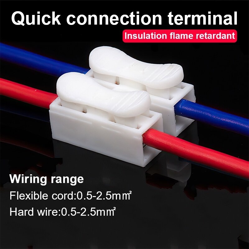 2 Pin CH2 High Pressure Resistant Electrical Cable Connectors Quick Splice Lock Wire Wiring Terminal Safe Splicing Into Wire