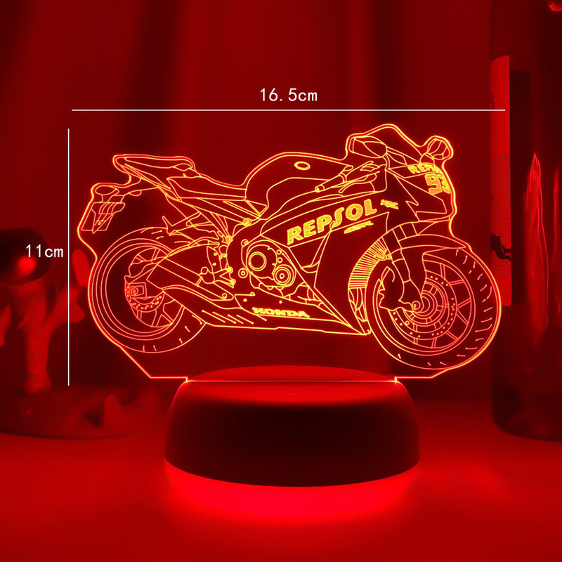 Nowy fajny motocykl Led lampka nocna na dekoracja do pokoju dziecięcego unikalny prezent urodzinowy dla dzieci gabinet biurko lampy 3d motocykl