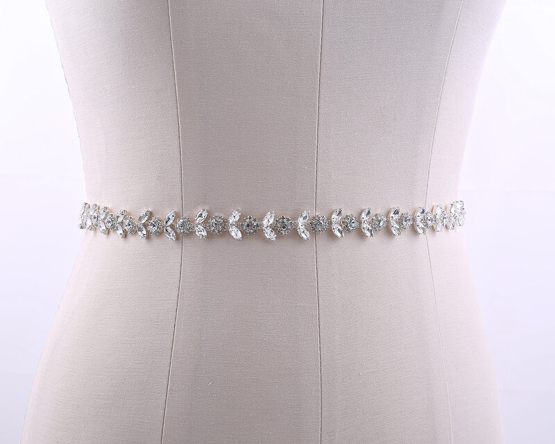 NZUK cinturón de novia de cristal con diamantes de imitación, faja de novia, cinturón de vestido de novia plateado, cinturón de vestido de novia
