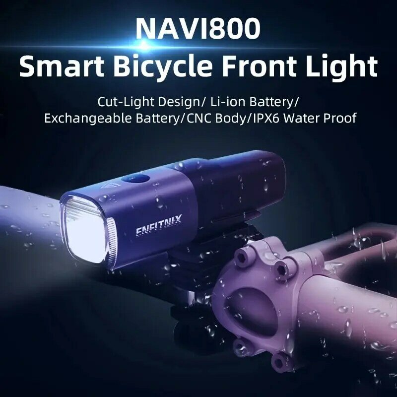 Enfitnix ไฟหน้าอัจฉริยะ Navi600ใหม่ชาร์จไฟได้ผ่าน USB ไฟจักรยานเสือภูเขาไฟสมาร์ทไนท์สำหรับอุปกรณ์จักรยาน
