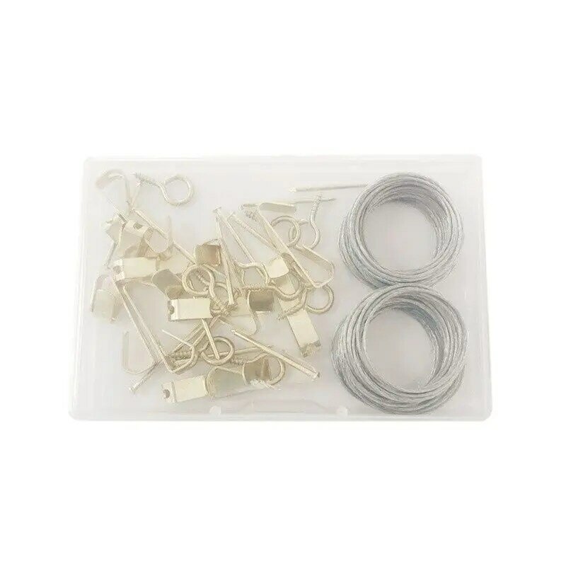 36pcs Picture Frame Clothing Bag Hardware Goat Eye Nail Wall Hook Wire Rope Combination Set Box