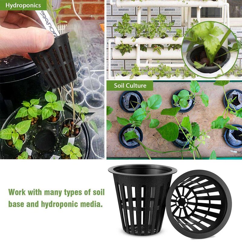 Confezione da 360 tazze a rete da 2 pollici cestello a secchiello per piante con filtro a labbro largo in rete scanalata per coltura idroponica