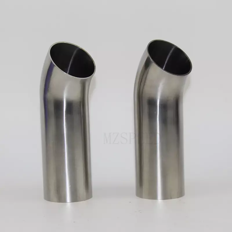 Health level  304 stainless steel welded 45 degree elbow polished extended straight edge 50mm 100 mm