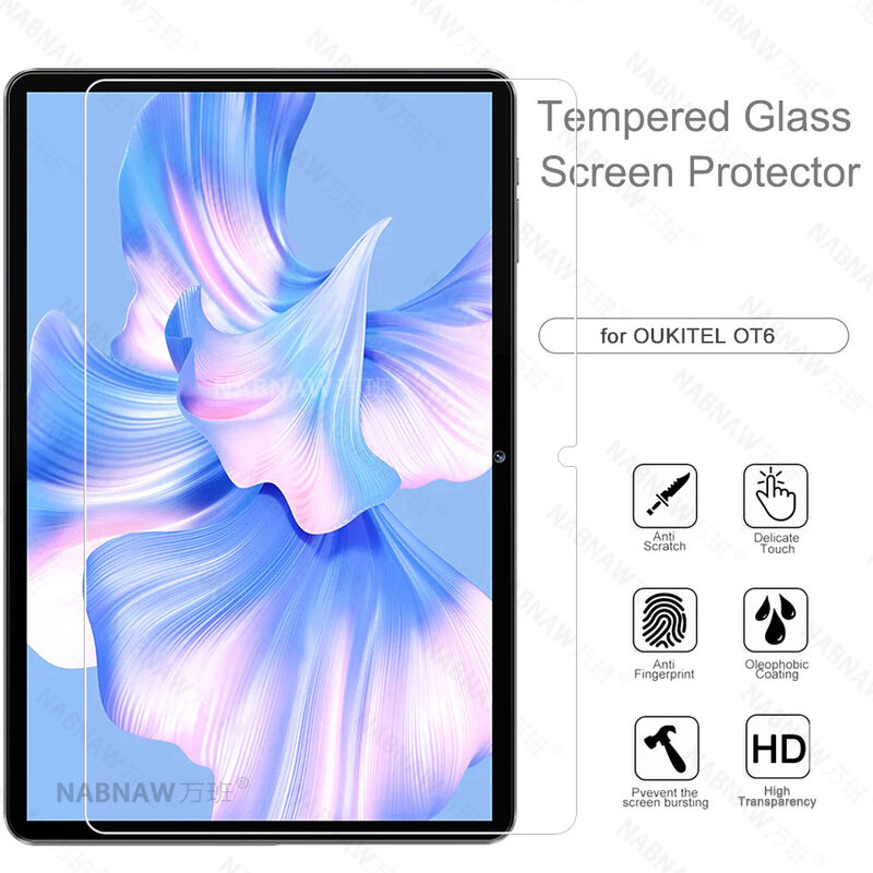 Protector de pantalla HD a prueba de arañazos, vidrio templado para tableta OUKITEL OT6 de 10,1 pulgadas, película protectora de revestimiento de aceite, 2 piezas