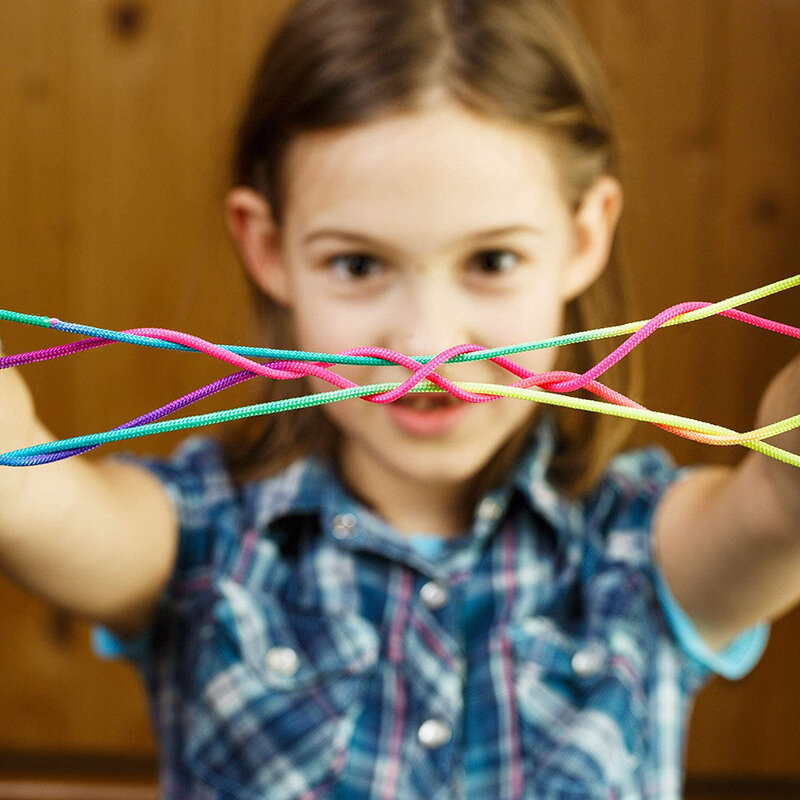 5 szt. Kolor tęczy nitka na palec lina nylonowa strunowy puzle rozwojowy gra edukacyjna dla dzieci
