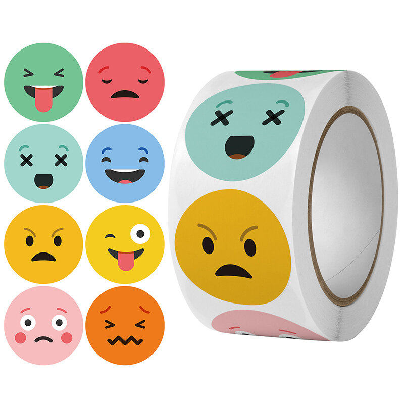 500-1000pcs Kawaii Smile Angry Sad Face Expression Stickers Cute grazie Scrapbooking Sticker per bambini busta Seal Pegatinas