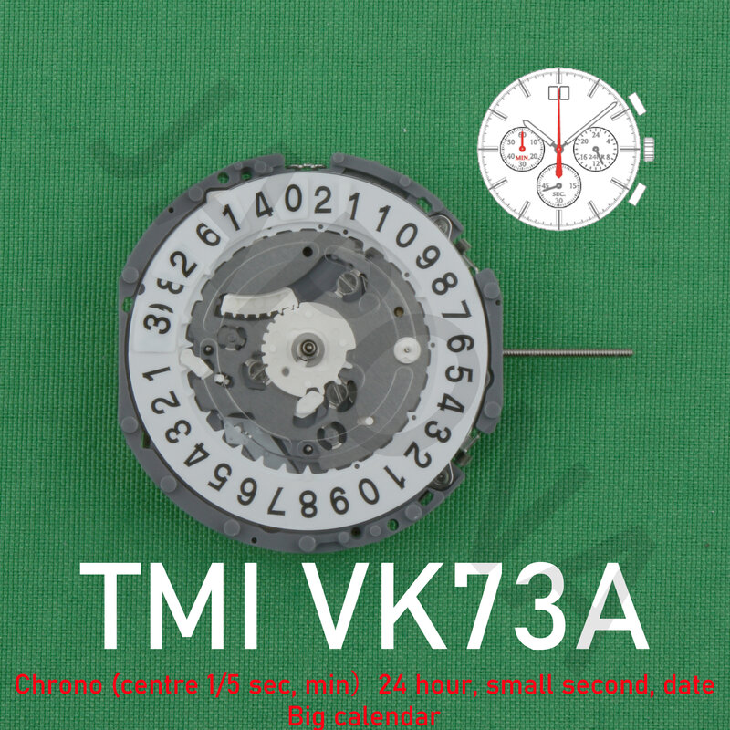 Tmi Vk73 Beweging Japanse Beweging Vk73a Bewegingshorloge Beweging Premium Chronograaf Beweging Grote Kalender