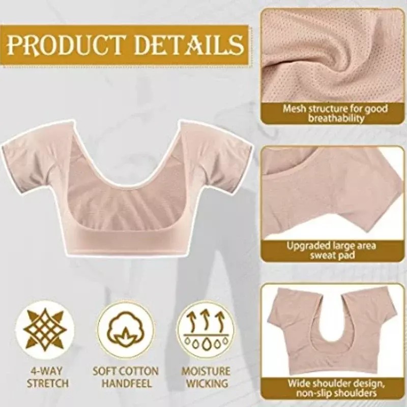 Underarm Sweat Absorption Pad Vest Mesh Quick-Drying T-shirt Shape Breathable Sweat Absorbing Anti-Sweat Stain Milk Silk